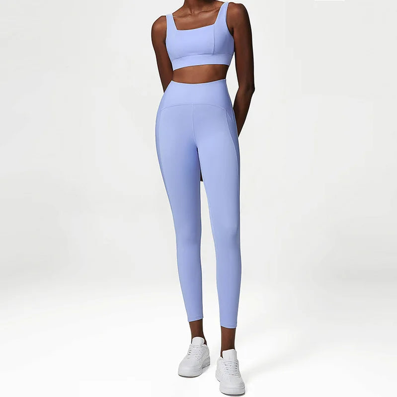 Plus Size Tracksuits Women's Yoga Set Sports Gym Jackets + Bra + Leggings Clothes for Women Sport Outfit Fitness Suit Blue Bra Pants