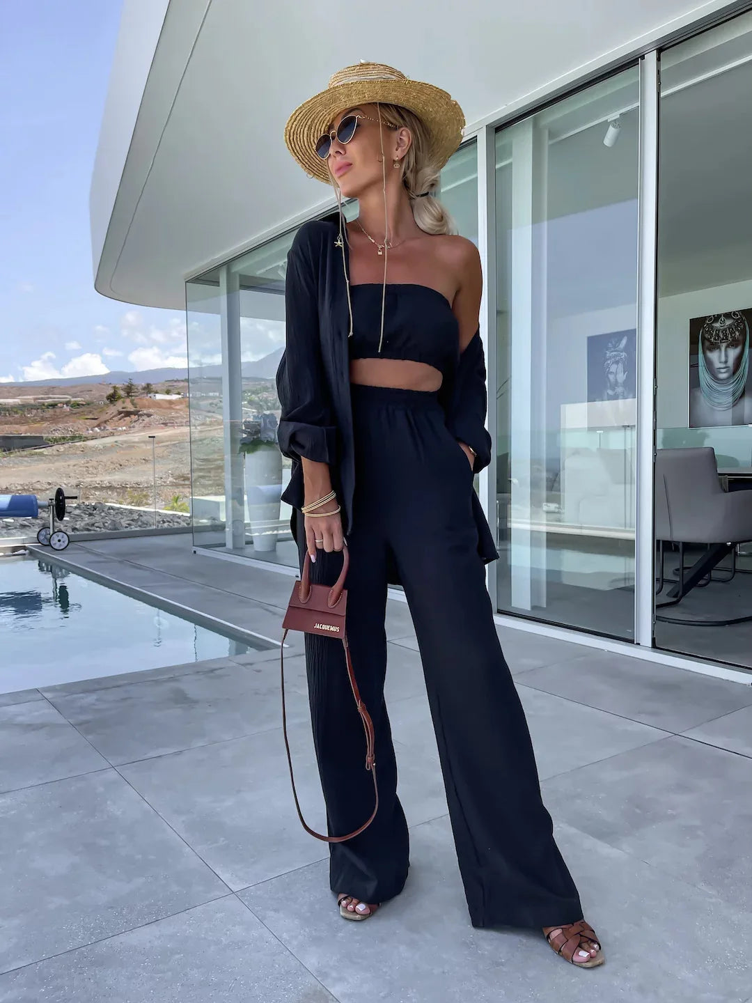 Solid Color Casual Loose Pants Sets For Women 2024 Elegant Autumn Women's Two Pieces Suit Full Trouser Set Female Outfit Clothes BK534-4