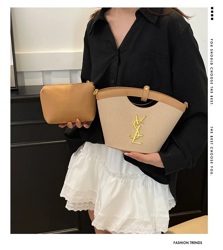 2025 New Women's Bucket Bag, Minimalist Fan-shaped Tote, Large Capacity Crossbody Sling for Daily, Lightweight & Versatile