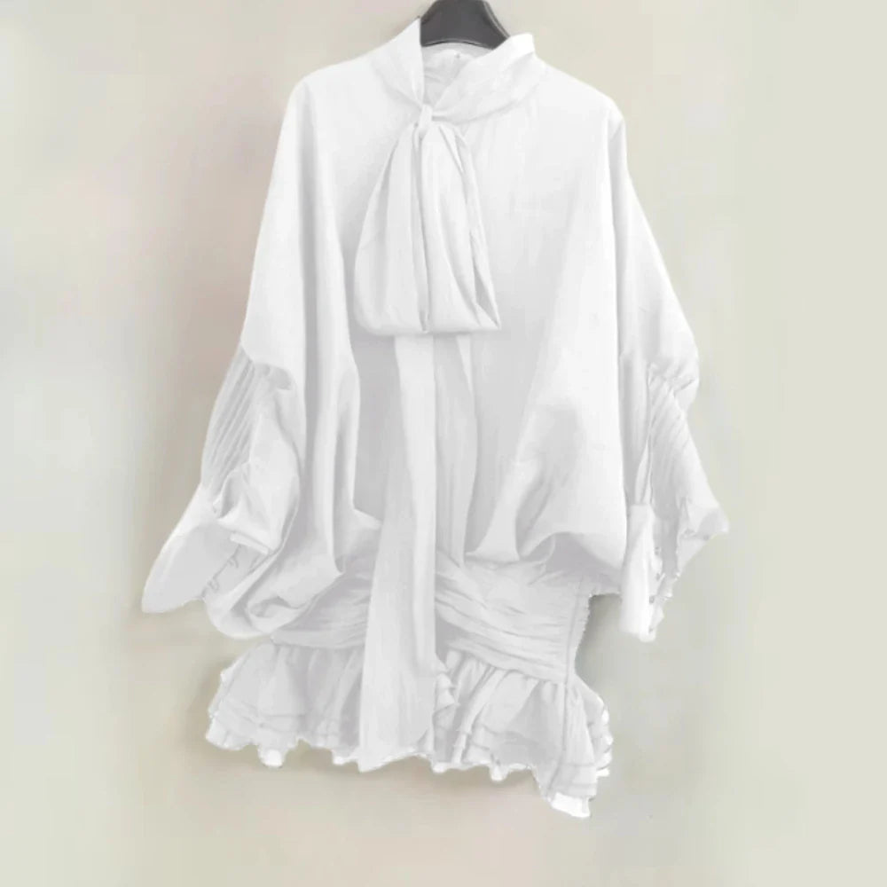 Solid Slimming Fashion Mini Dresses for Women Round Neck Long Sleeves Patchwork Lace Up Temperament Dress Female