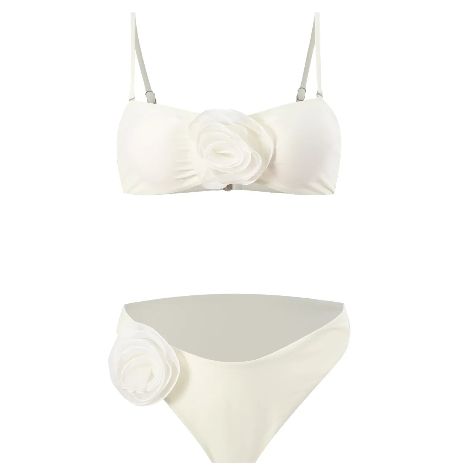 Sexy Women Swimsuit Lace Up Bikini Micro Bikinis Set Female Swimwear 3D Floral Bathing Suit Thong Biquini Swimming Suits white