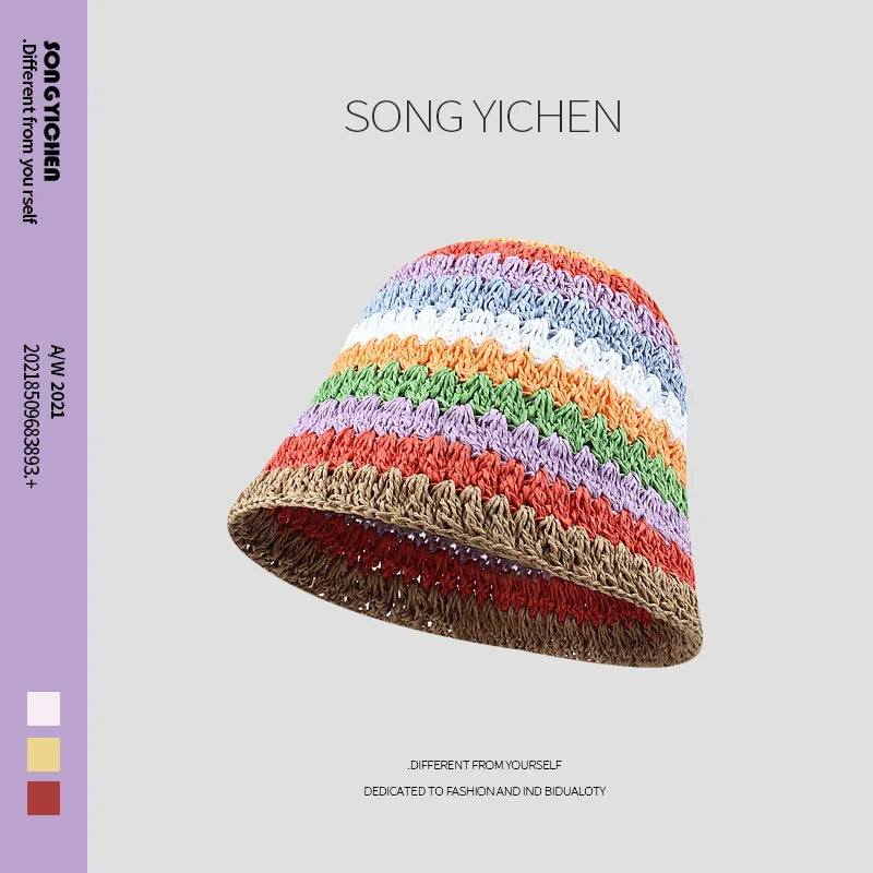 Colorful Hand Crochet Tassel Maxi Skirts Women Fashion Sexy Side High Split Knitted Long Beach Cover Ups Casual Petticoats brown Bucket cap