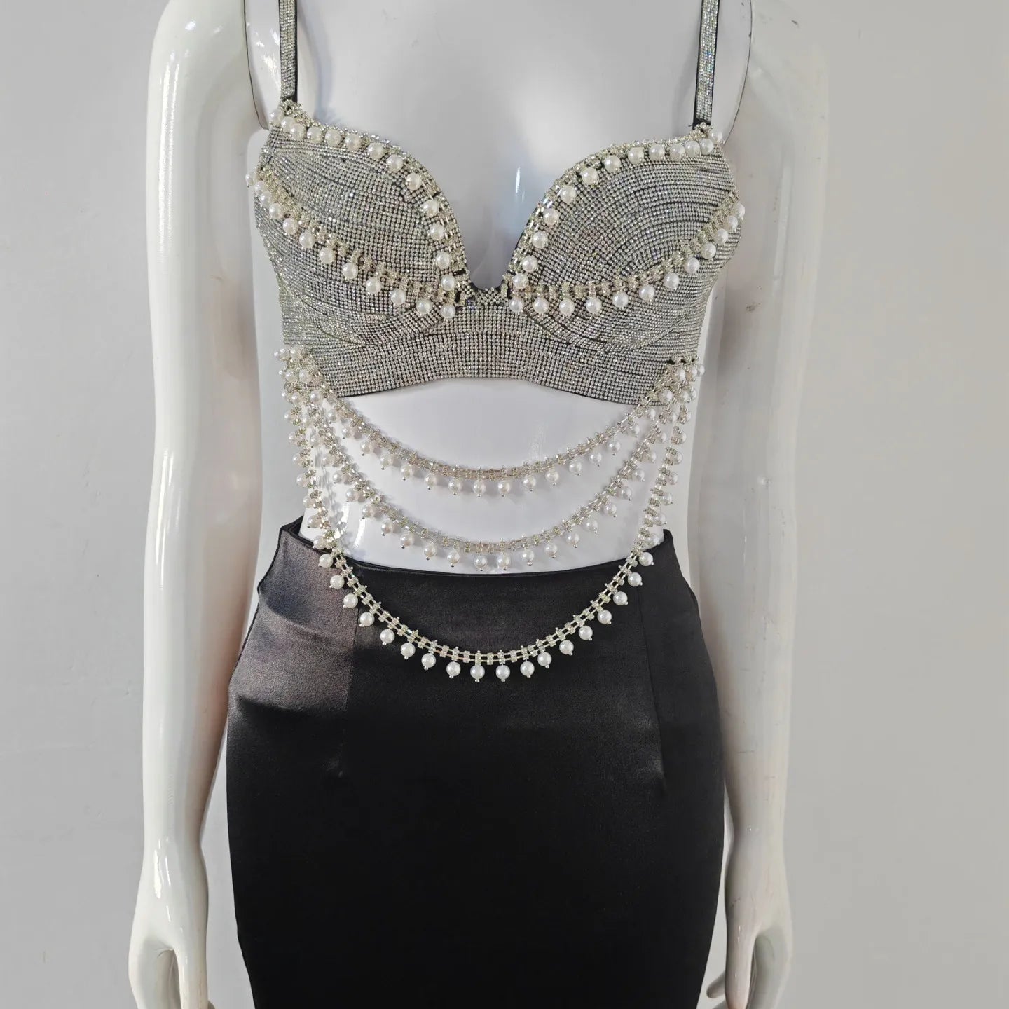 Summer Women Sexy Shinning Crystal Tops 2 Pieces Bodycon Long Dress Elegant Evening Birthday Party Cocktail Outfit