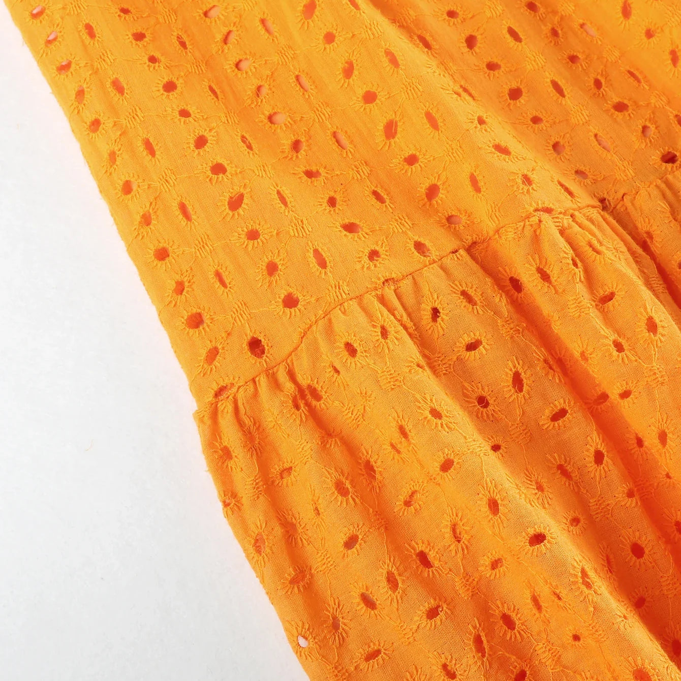 Bohemian Solid Hollow Out Elegant Women Dress O Neck Flying Sleeve Button Long Dress Summer Chic Casual Beach Women Clothing