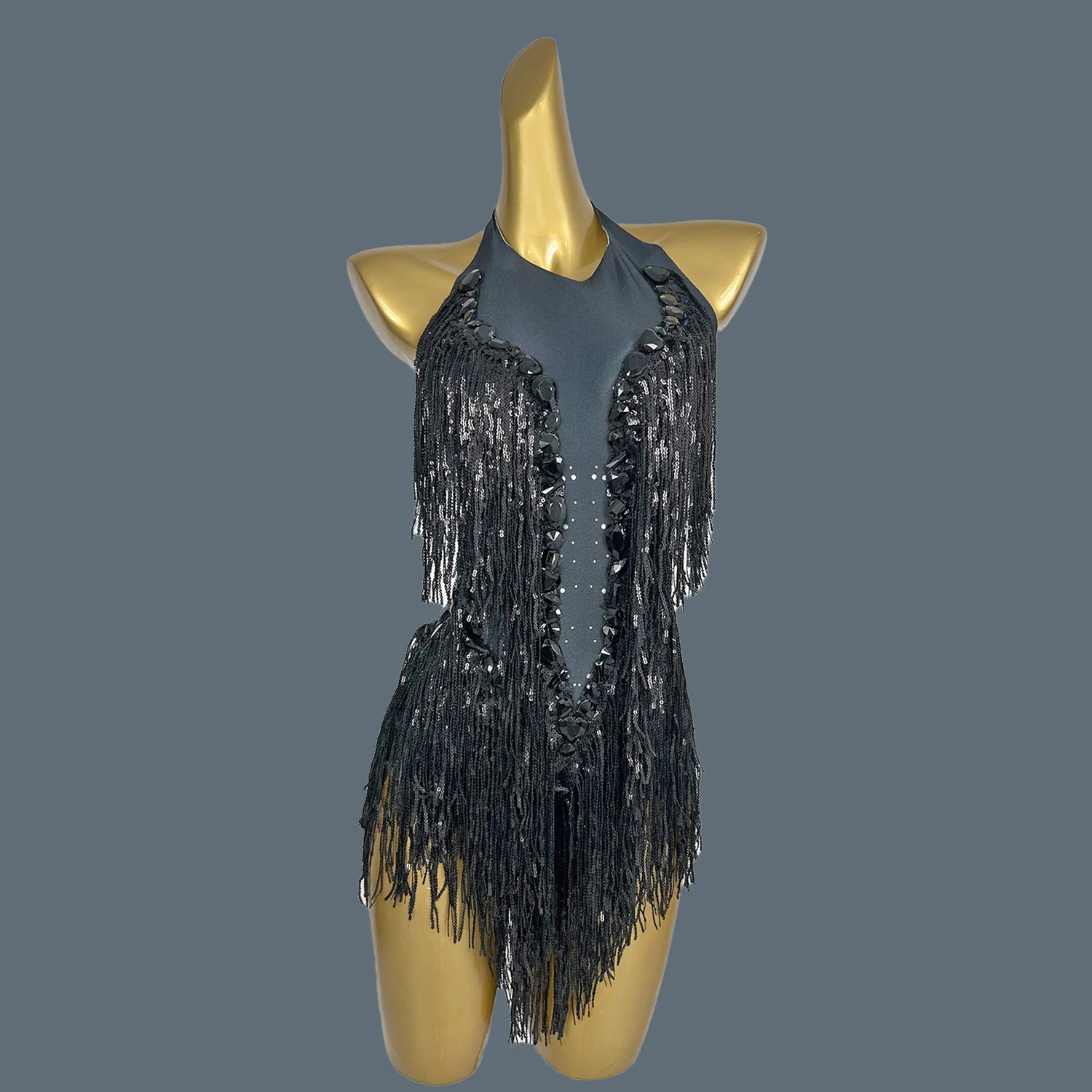 Sparkly Women White Tassel Leotard Sexy Pearls Sequins Fringes Bodysuit Club Performance Wear Party Stage Dance Costumes Shuye