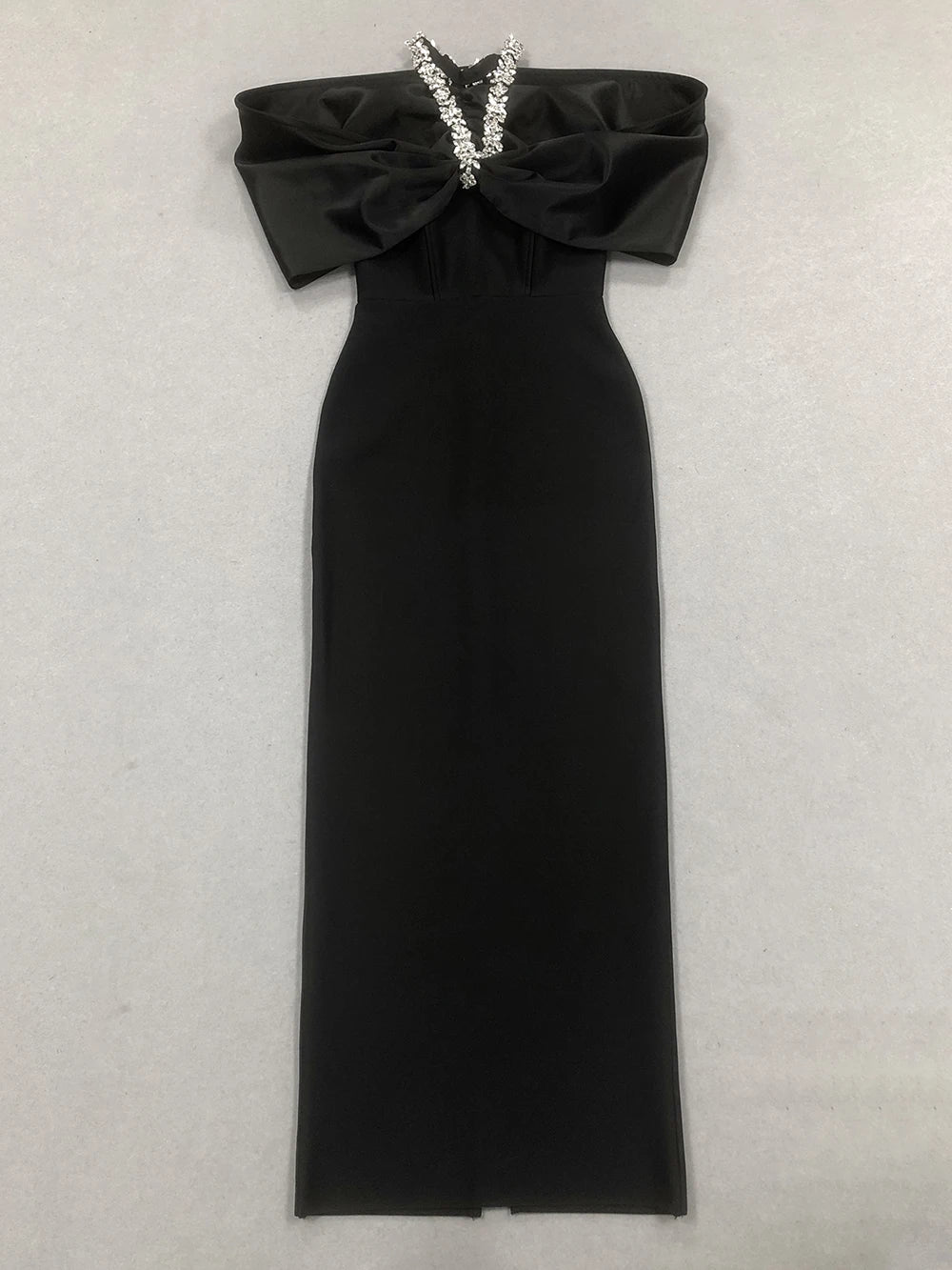 Sexy Off Shoulder Diamond Elegant Celebrity Evening Cocktail Tight Bandage Long Dress Women'S Spaghetti Strap Party Gowns