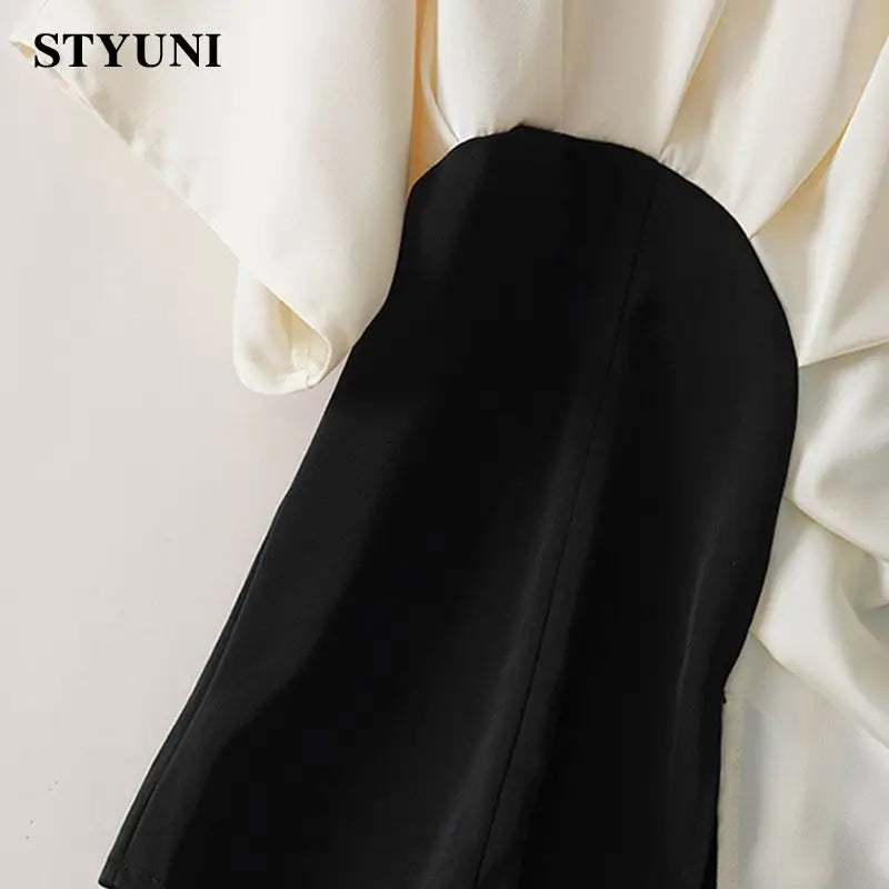 Asymmetric Spliced O-Neck Batwing Short Sleeve Women's Blouse Shirt Pullover Korean Fashion Female Clothing Tops Summer 2023
