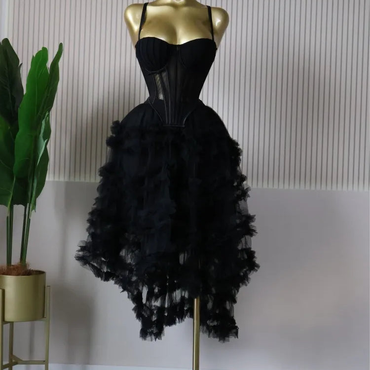 CM.YAYA Women's Dress Set Tunic Irregular Crop Top and Irregular Ball Gown Maxi Long Skirt Suit 2025 Two 2 Piece Set Outfits