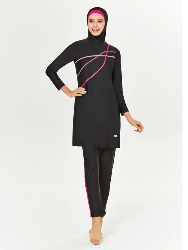Muslim Modest Swimwear Hijab Swimsuit Women Long Sleeve Swimming Suit Islamic Cover Ups Burkini Hijabs For Woman Swim Bathing SW022-A