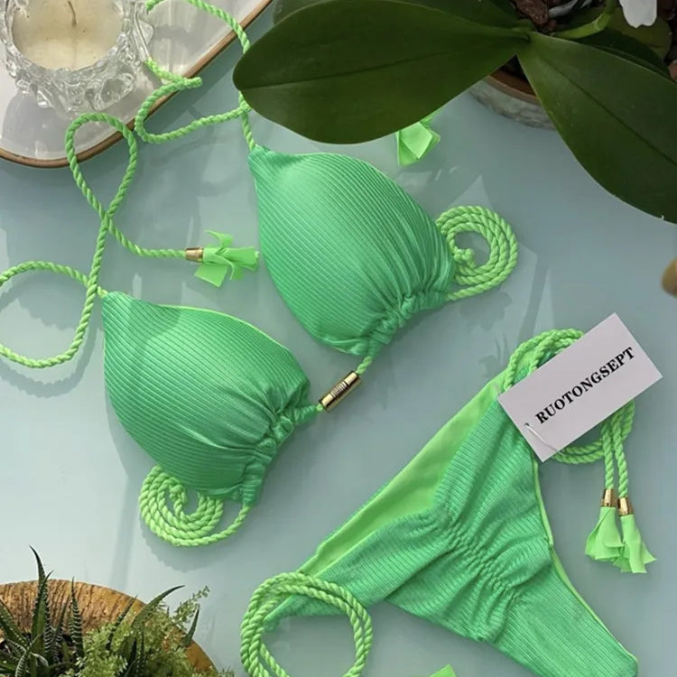 Sexy Bikini Push Up Women Swimsuit Thong Brazilian Bikini Swimwear Female Swimming Bathing Suit Beachwear