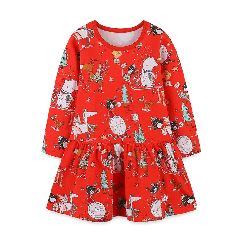 Jumping Meters 2-7T Princess Girls Dresses Bag Print Party Kids Girls Costume Autumn Winter Toddler Frocks Clothing T1346