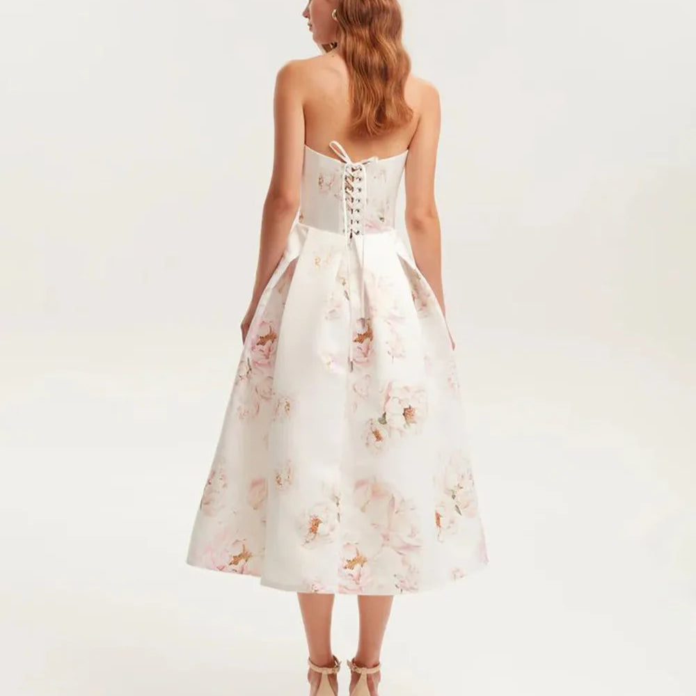 Summer Style Women Sexy Off the Shoulder Back Lace-up A-Line Long Maxi Dress Celebrate Birthday Party Girls' Dress