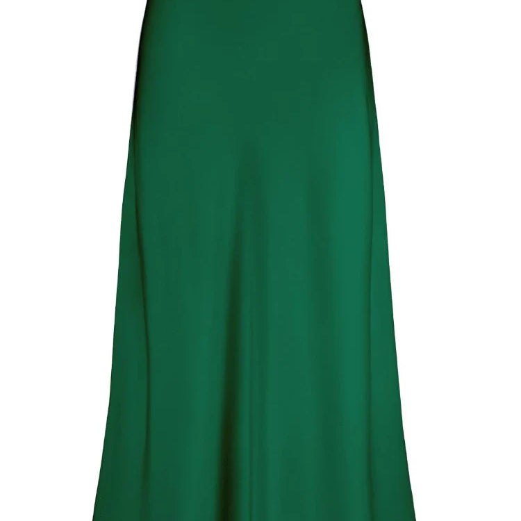 Women Satin Silk Skirts Summer Spring Korean Fashion Clothing Office Ladies Long Skirt Elegant Black Maxi Skirts for Women Dark Green