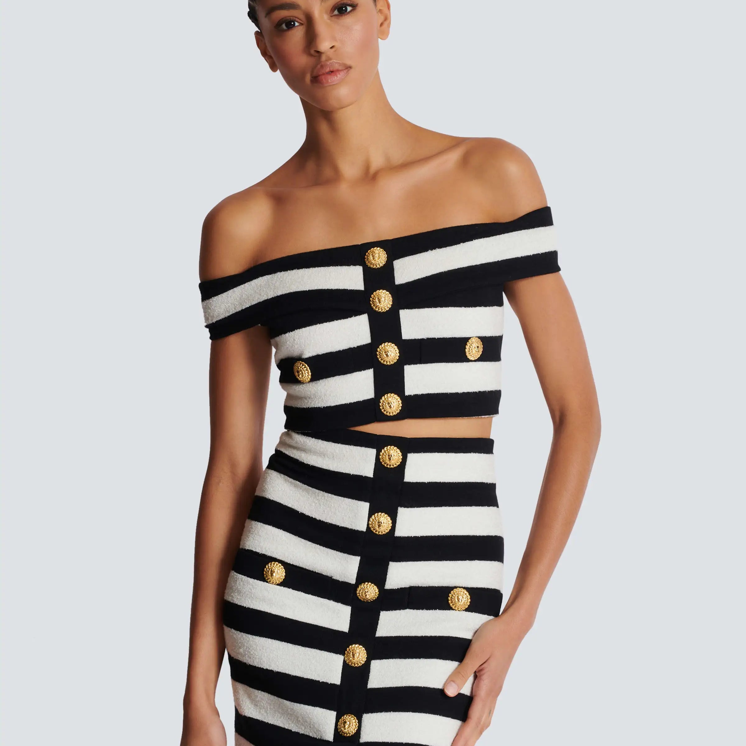 2024 New Women Sexy Slash Neck Striped 2 Pieces Bodycon Bandage Mid-calf Dress Fashion Celebrate Office Lady Elegant Wear