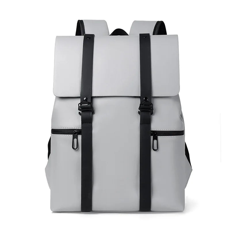 Vintage Waterproof Backpacks Men PU Leather Travel Backpack Large Capacity Students School Books Laptop Backpack Bags for Men Silver