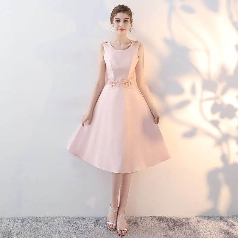 Luxury Evening Dresses Pink Party Dress Korean Medium Length Elegant Bridesmaid Gown For Women Pink