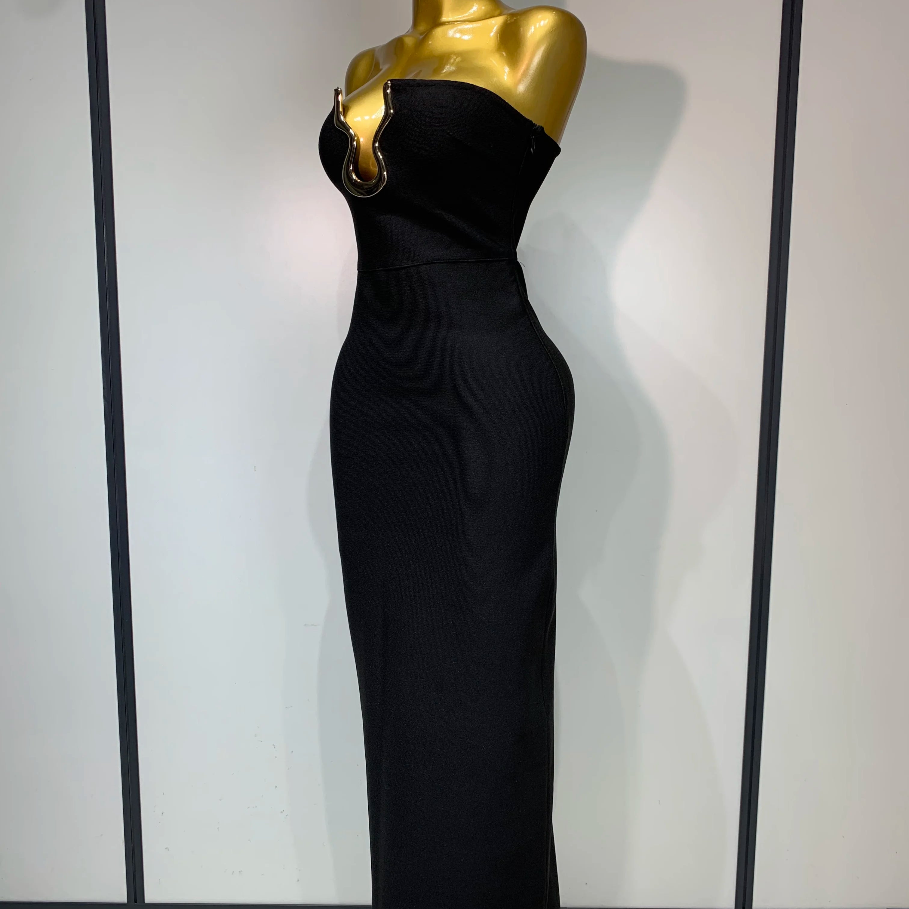 Luxury Birthday Celebrity Sexy Strapless Backless Maxi Long Bodycon Bandage Dress Women 2025 Elegant Evening Club Party Outfit