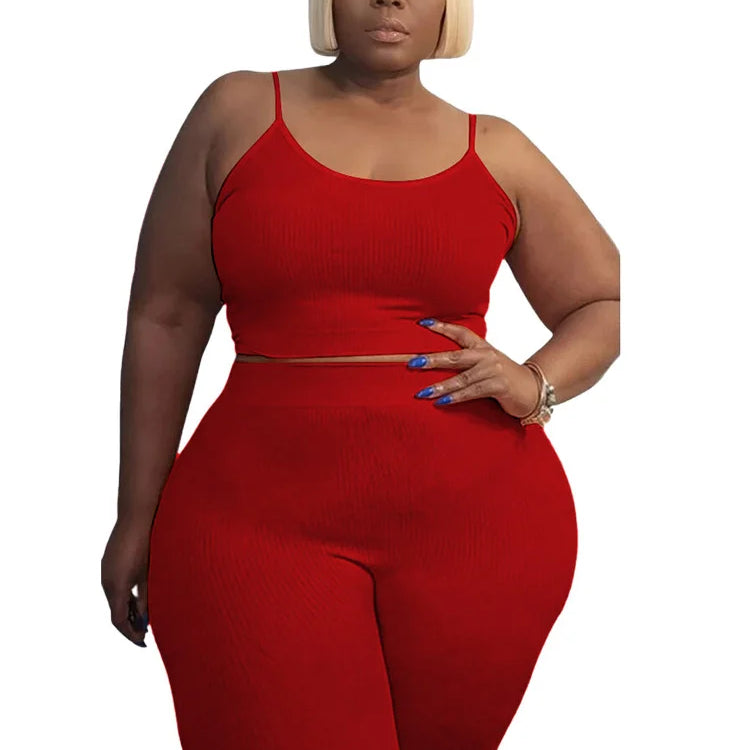 Wmstar Plus Size Shorts Sets Vest Crop Top and Pants Matching Set Casual Cycle Bike Outfits Two Piece Set Wholesale Dropshipping