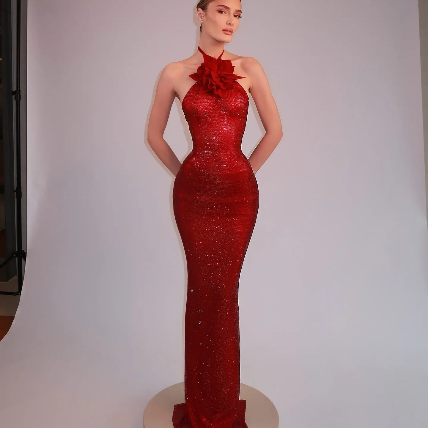 Arrival Women Sexy Halter Shinning Rhinestones Backless Bodycon Long Dress Celebrate Nightclub Party Wedding Outfit