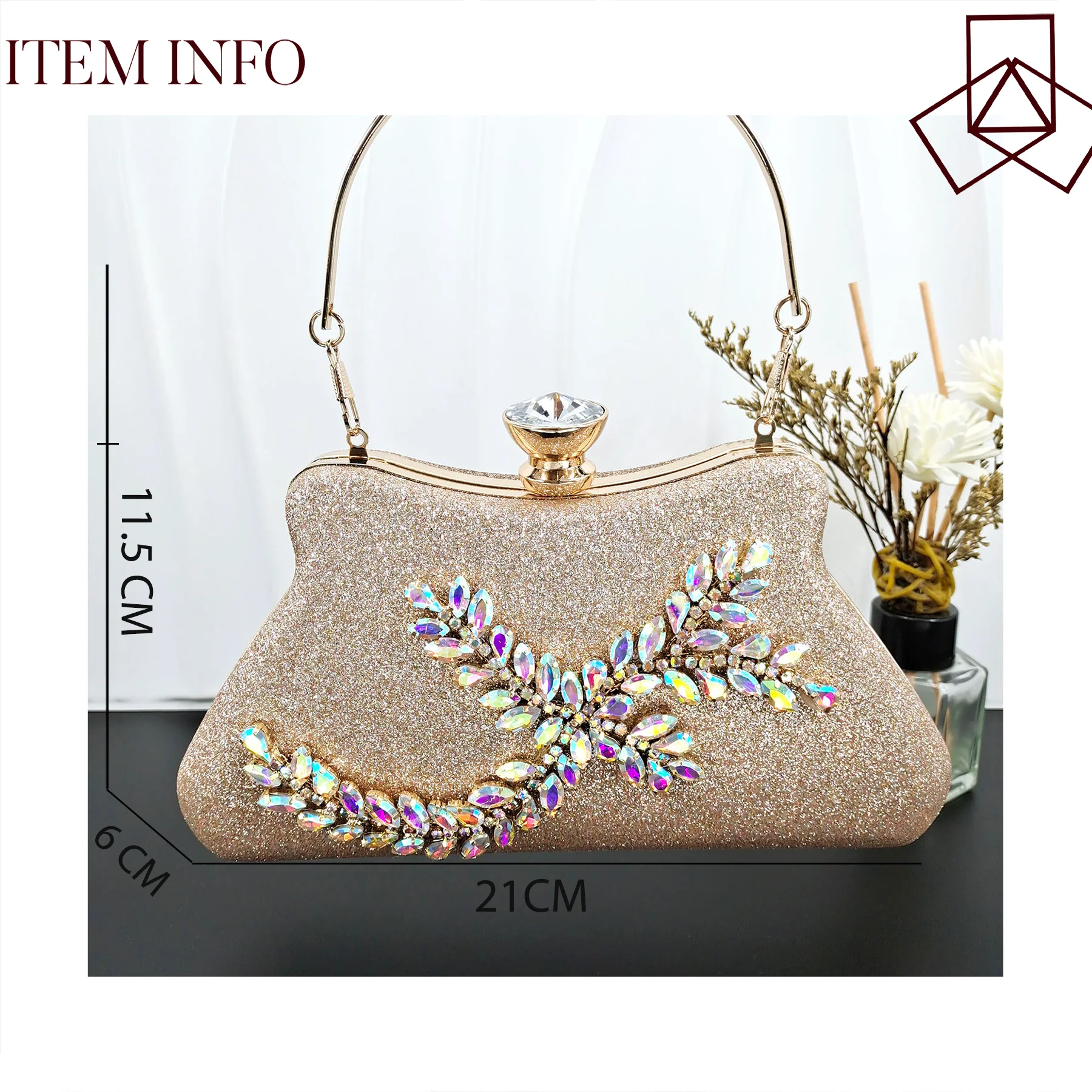 Party Bag With Diamond Design Fashion Ladies Bag Rhinestone Embellished Long Chain Shoulder Bag As Picture 1 (20cm<Max Length<30cm)