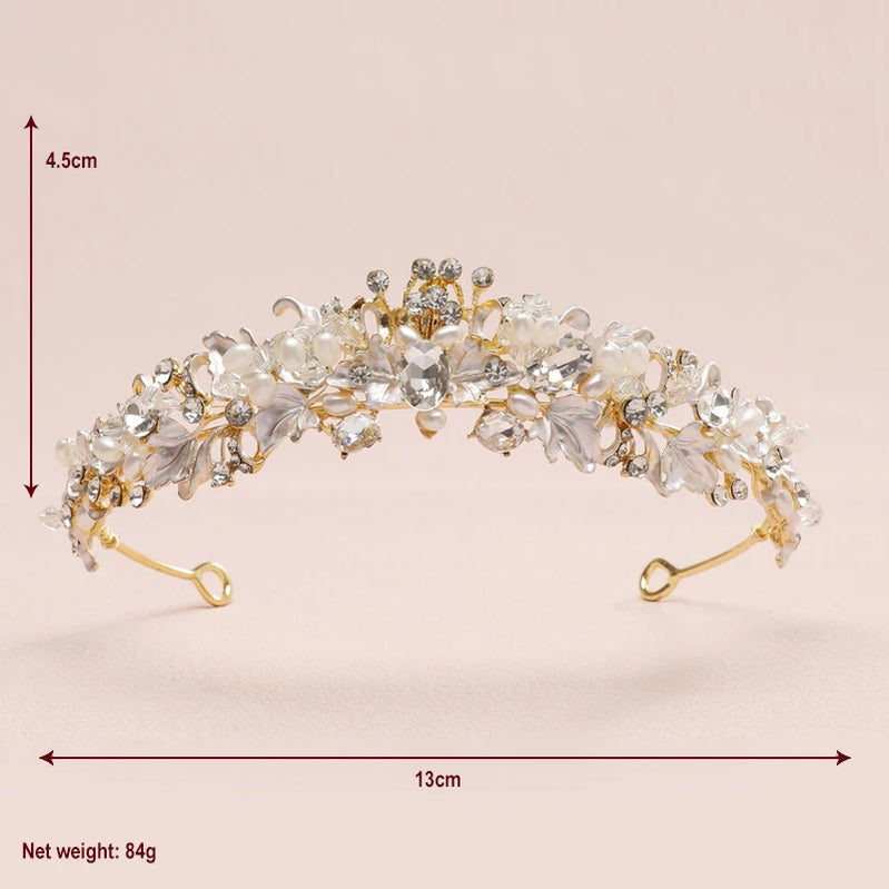 Bridal Headwear - A Golden Lady Fashion Wedding Princess Imitation Pearl Classic Tiaras Girl Luxurious Birthday Crown TS-0106-A