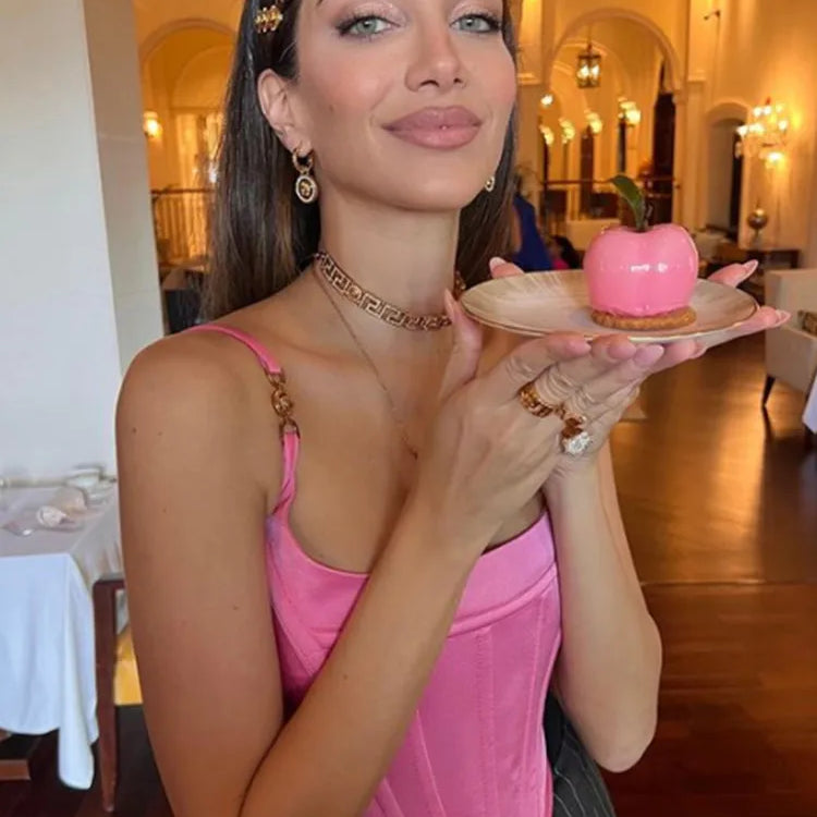 Summer Pink Color Women Sexy Bodycon Short Bandage Tops Casual Sexy Cute Celebrity Fashion Tops High