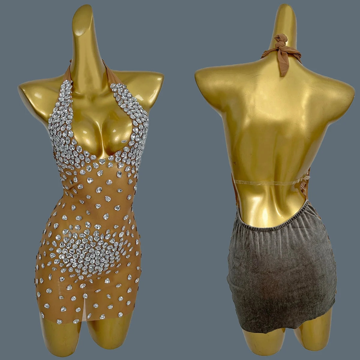 Sexy See Through Mesh Mini Dress Women Deep V Neck Backless Short Dress Club High-end Birthday Party Fancy Girls Outfit Baoshi