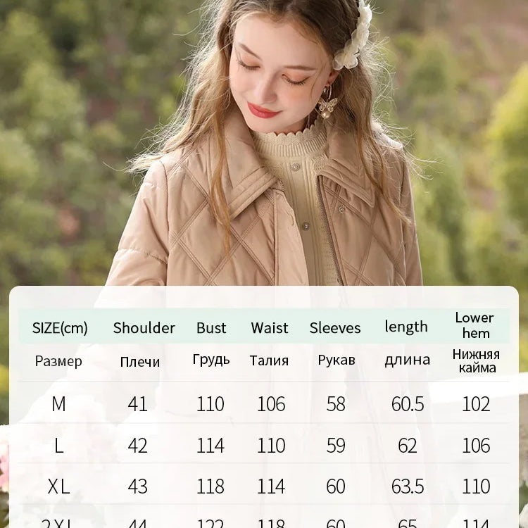 Lapel Argyle Light Women Quilted Coats Winter New Short Loose Windproof Warm Cotton-padded Jacket