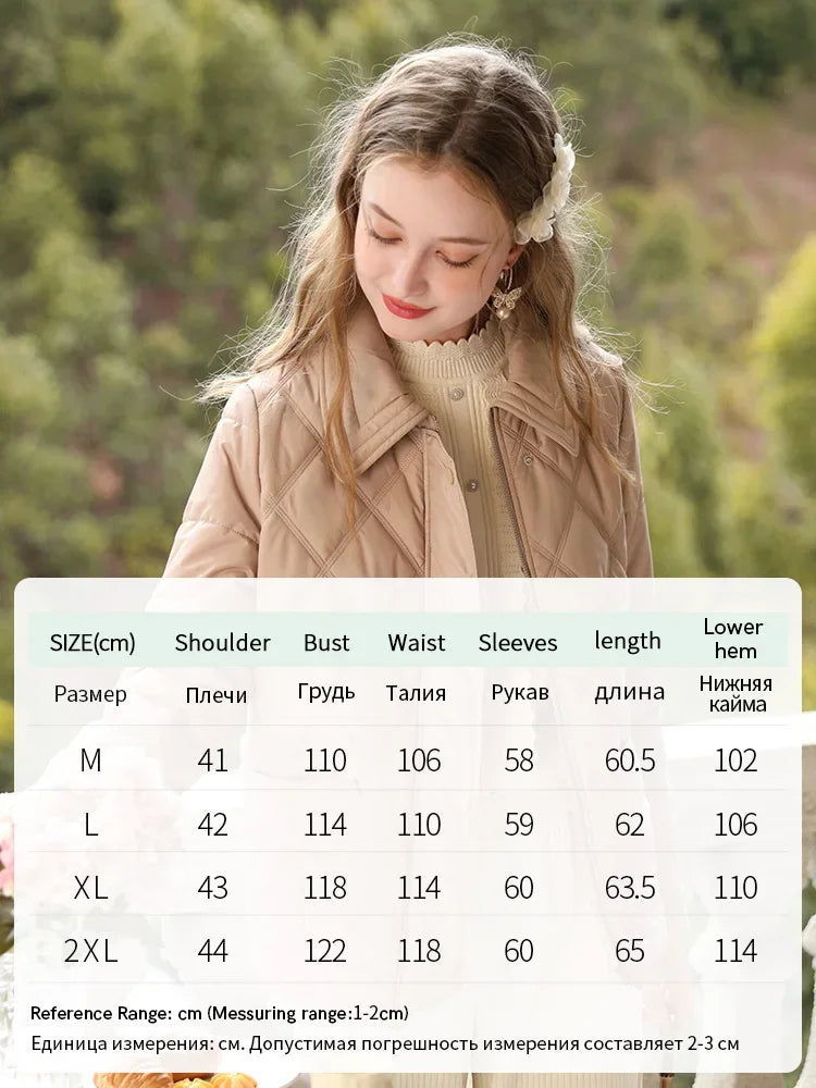 Lapel Argyle Light Women Quilted Coats Winter New Short Loose Windproof Warm Cotton-padded Jacket