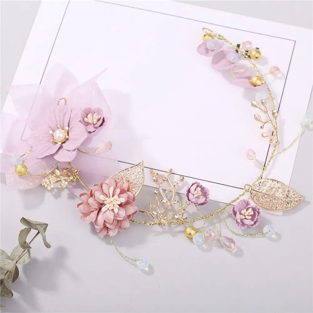 Wedding Headdress Pearl Crystal Headband Bridal Hair Accessories Headpiece Women Handmade Tiara Wedding Hair ornaments Jewelry B