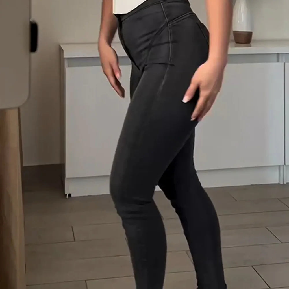 Jeans for Women Fashion Simple traf Mid Waist Stretch Pants Multiple Colors Versatile Daily Commuting Wear Autumn Winter Season