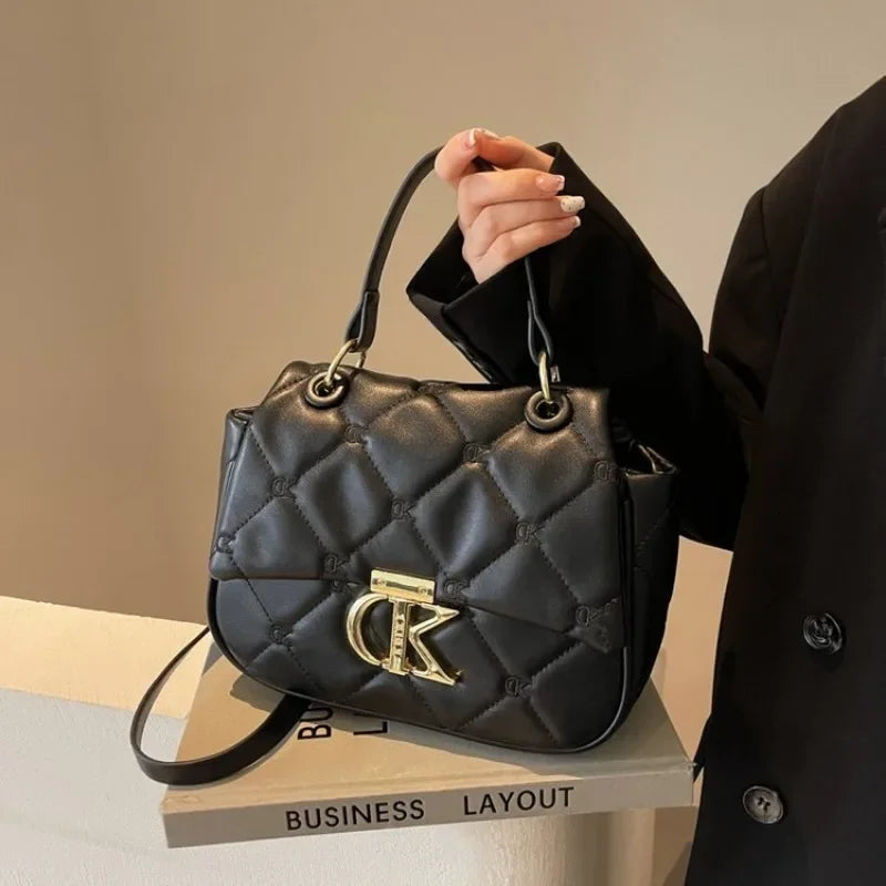 2025 Diamond-Shaped Chain Crossbody Bag - Women's Niche Letter Design Commuting Shoulder Handbag