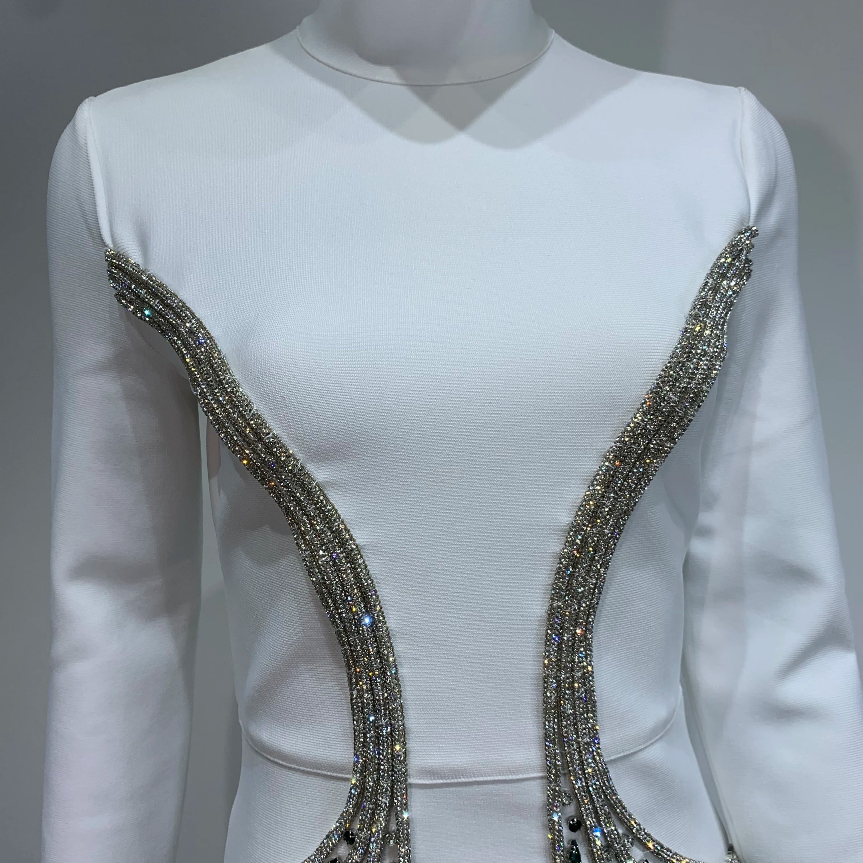 Women Celebrity Sexy Beading Crystal Diamonds Black White Maxi Long Bodycon Bandage Dress 2024 Elegant Evening Club Party Dress