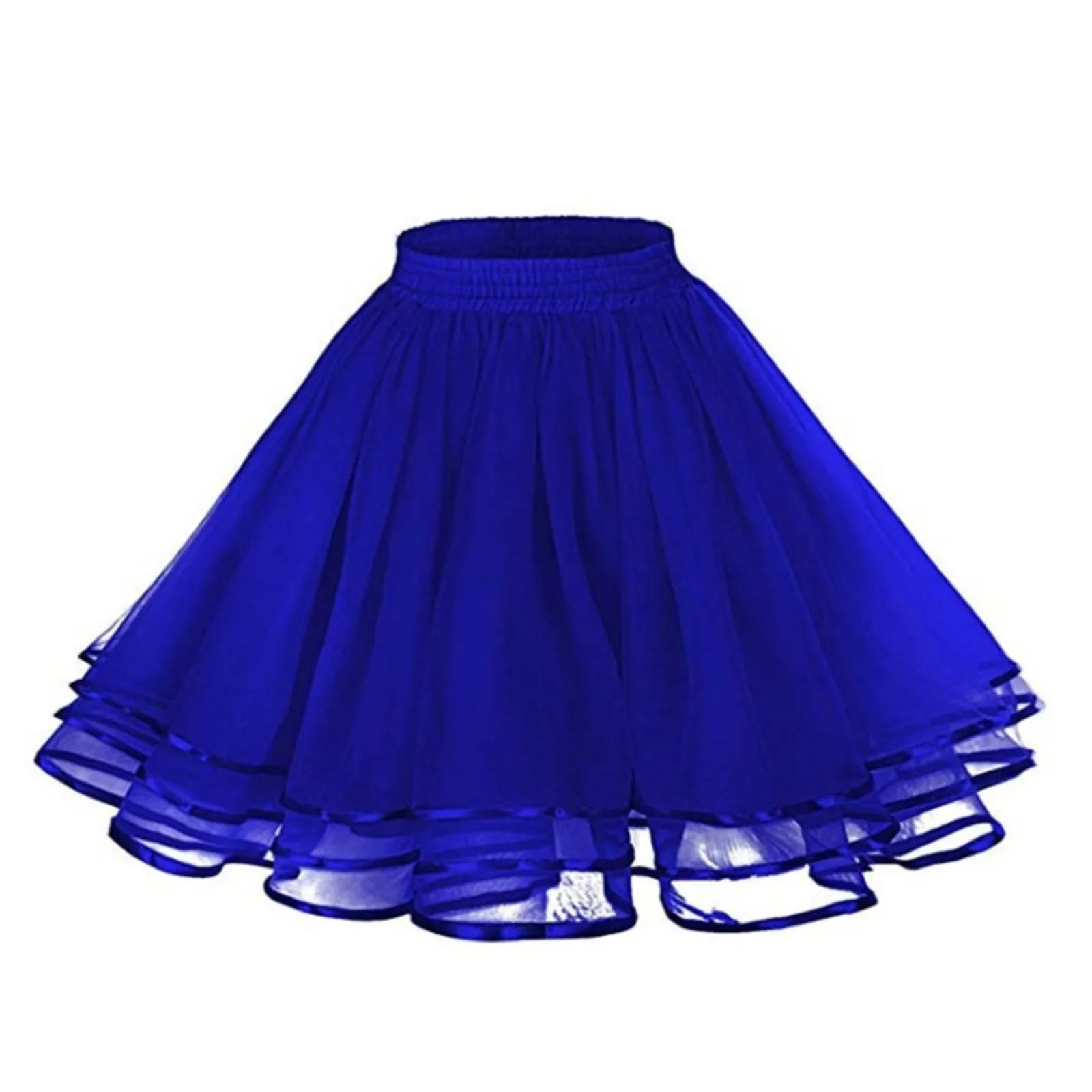 Women Carnival Ball Gown Skirt Party Stage Performance Pleated Skirt High Waist Solid Color A-Line Skirts Costumes Clothes Blue One Size