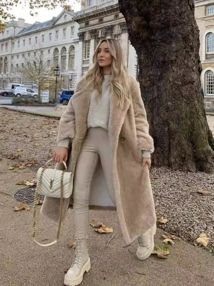 Teddy Bear Coat Lamb Fur Women's Clothing New Warm Thickened Plush Plush Medium-length Environmentally Friendly Coat Chic
