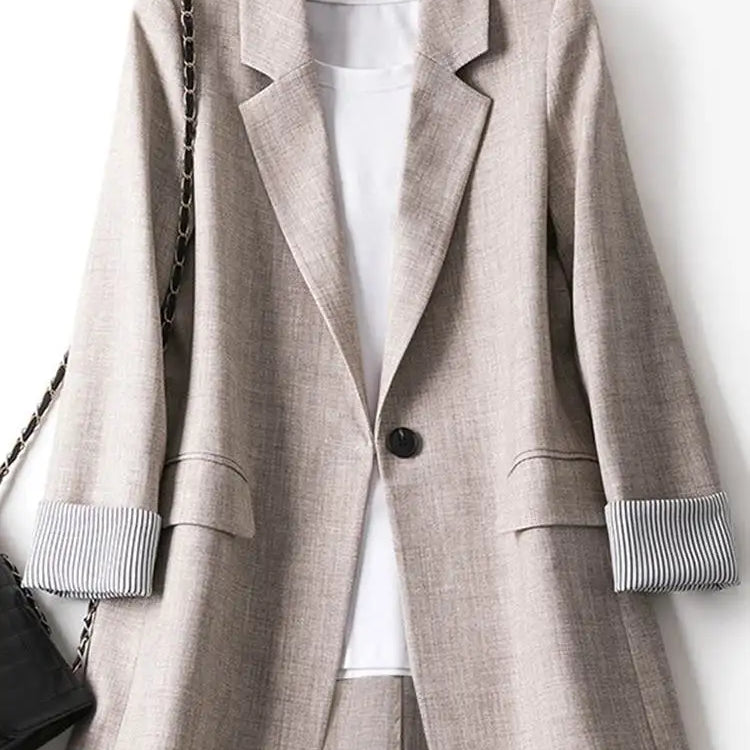 Fashion Office Women Blazer OL Casual Long Sleeve Coats Elegante Lapel Female Work Outwear Solid Simple Formal Suits