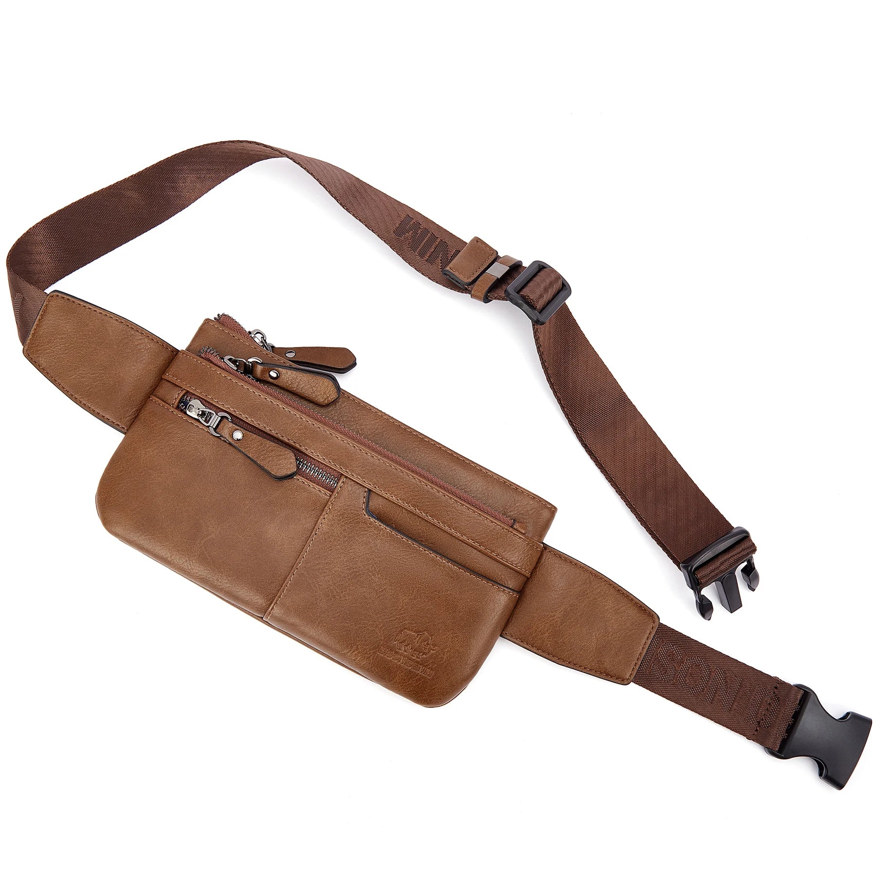 Leather Waist Bag Cell Phone Bags Men Women Travel Bag Retro Chest Purse Lightweight Casual Shoulder Bag Coffee