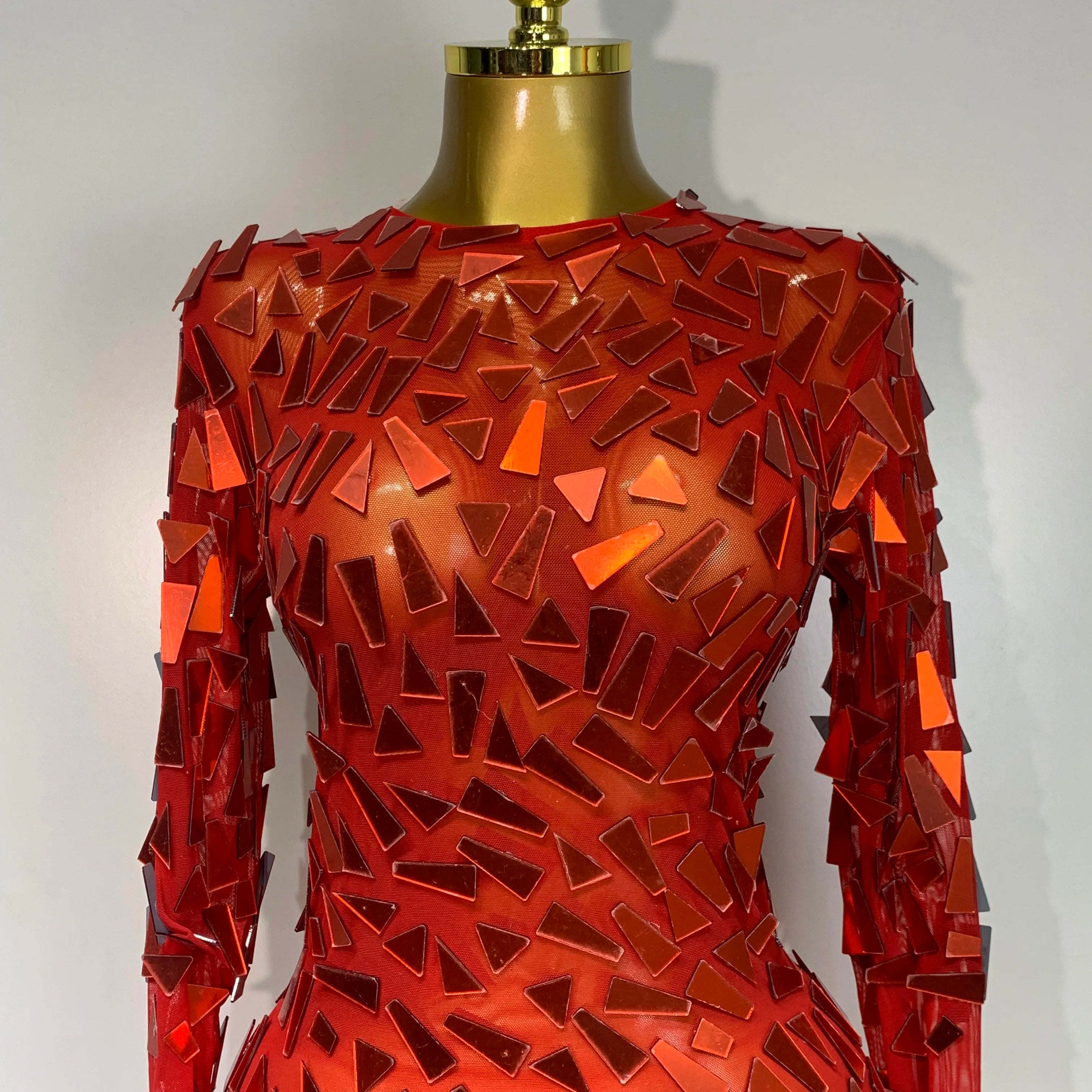 Sparkly Sequin Red Long Dress Luxury Birthday Celebrate Wedding Evening Prom Clothing Sexy Mesh See Through Strech Evening Gown