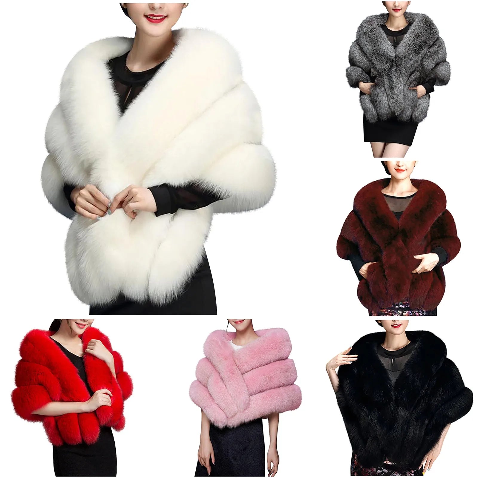 High Quality Faux Fur Wedding Shawl Soft Thick Bridal Wrap Solid Color Shawl s Women Accessory Formal Party Elegant Shawl