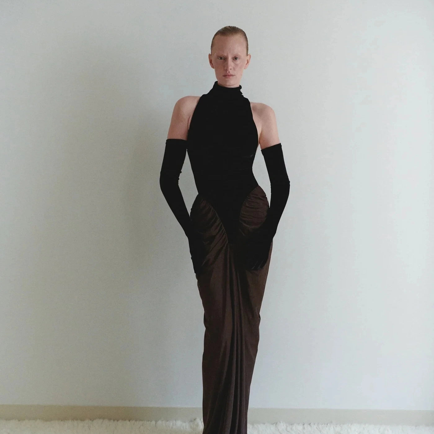 New Arrival Women Sexy Off the Shoulder Mesh Long Velvet Dress Gloves Celebrate Nigthclub Party Birthday Outfit Vestido