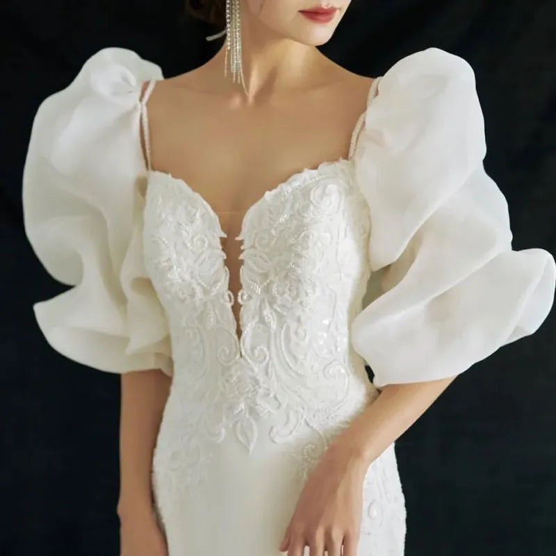 Removable Elegant White Bolero Detachable Sleeves For Wedding Dress Bridal Puff Dreamlike Party Wedding Accessories