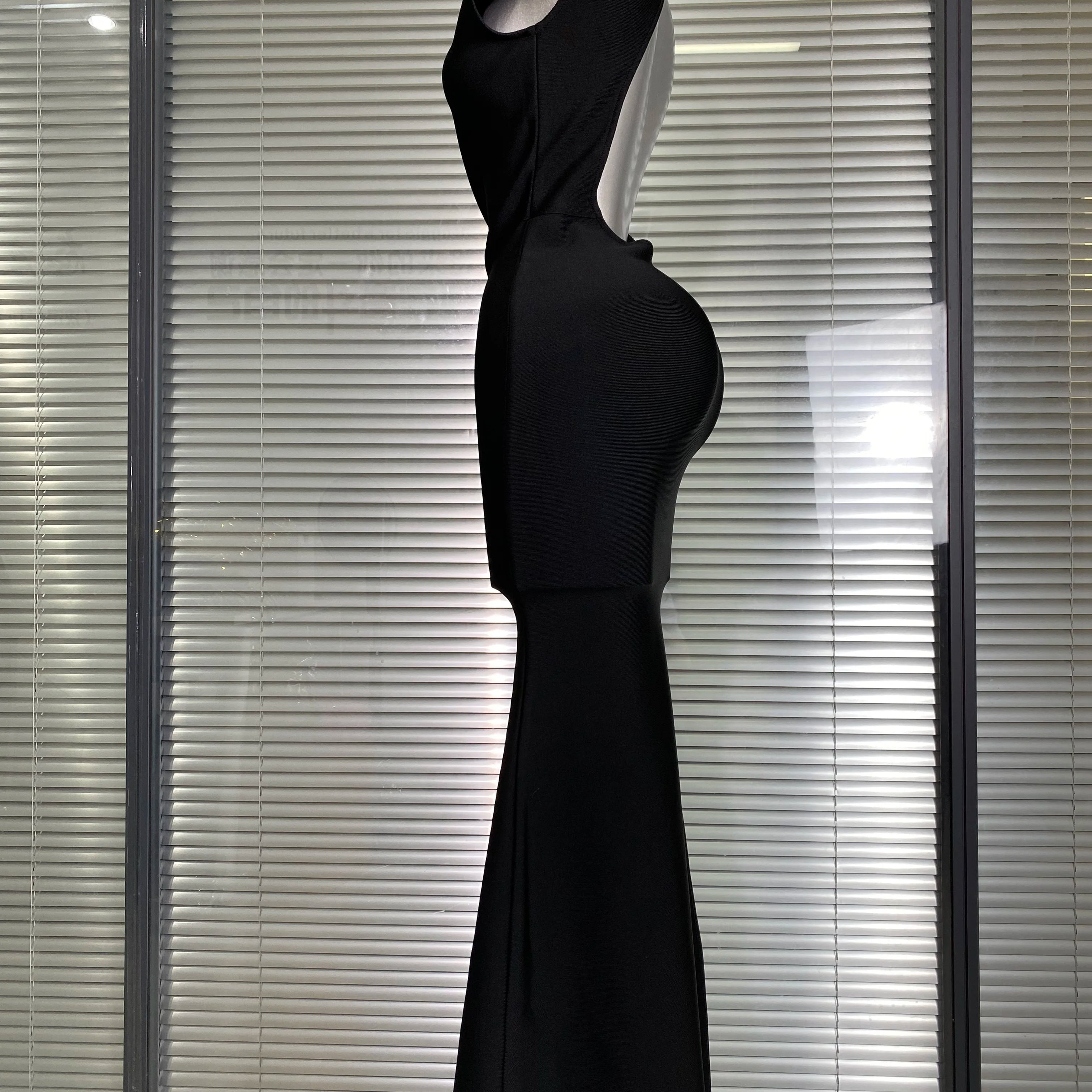 Vestido New INS Sexy Women Black Backless Bandage Dress Celebrity Knitted Bodycon Party Maxi Dress