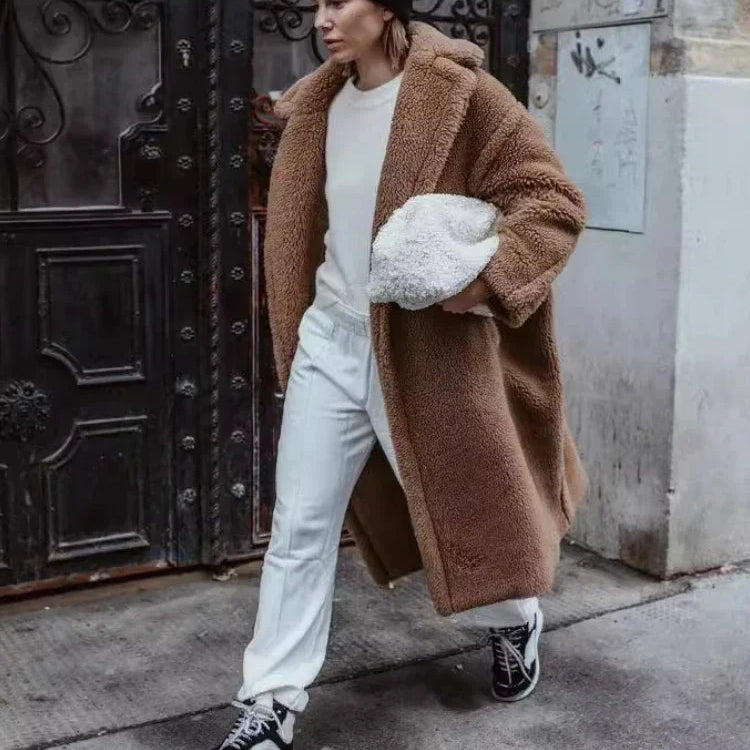 Teddy Bear Coat Lamb Fur Women's Clothing New Warm Thickened Plush Plush Medium-length Environmentally Friendly Coat Chic