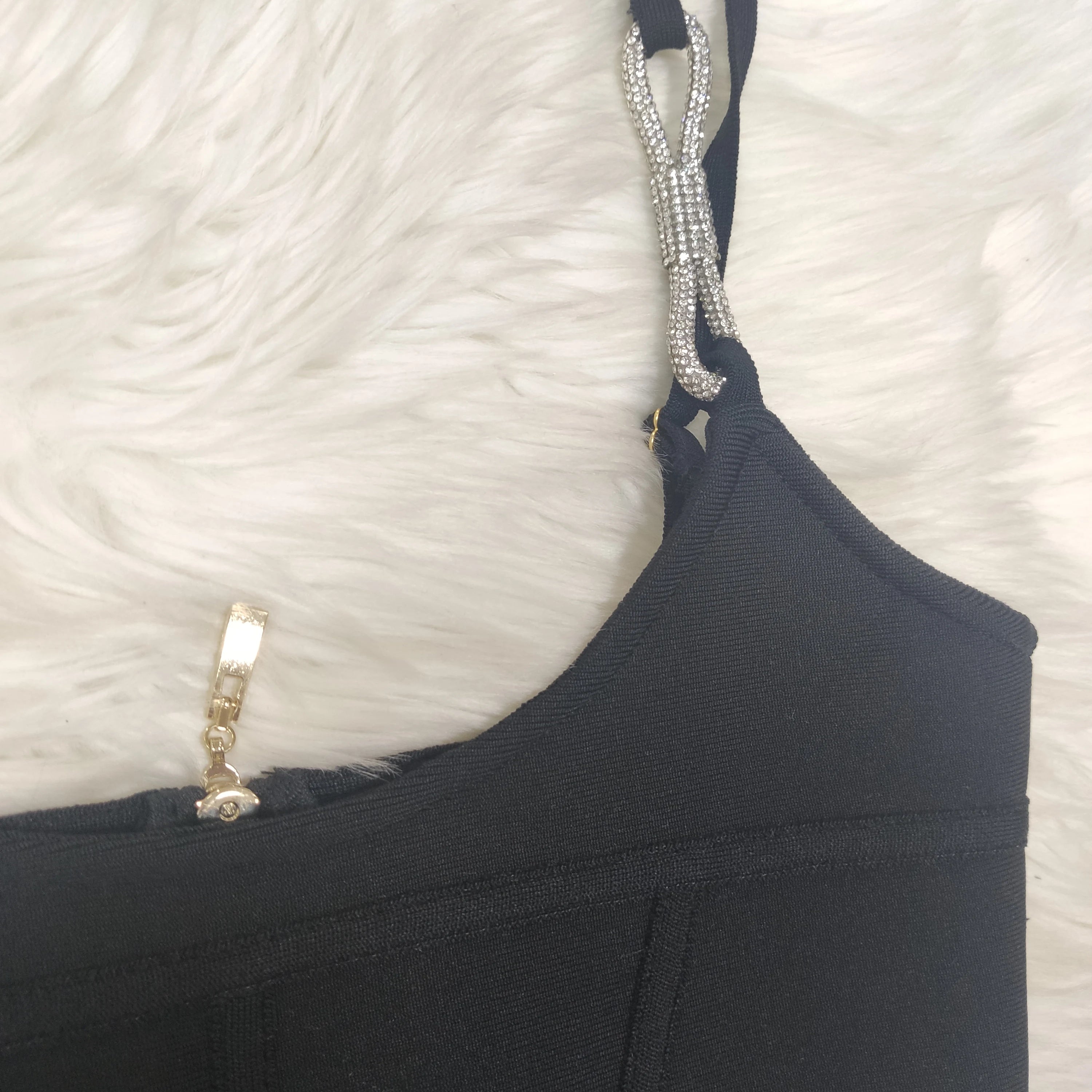 High quality Blue Black Chain Sexy Two Pieces Set Bodycon Rayon Bandage Set Evening Party Sexy Fashion Outfit