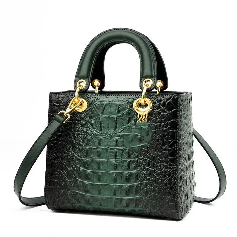 Luxury Brand Designer Leather Shoulder Bag for Women Hand Bags Crocodile Purses Ladies Messenger Handbag Totes Green