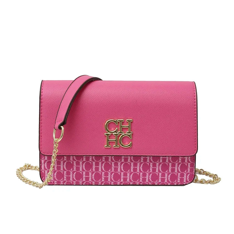 CH Pure Color Design Classic Ladies Crossbody Bag Fashion Luxury Brand Multi Embossed Ladies Handbag Ladies Shoulder Bag CHHC-5-deep pink United States