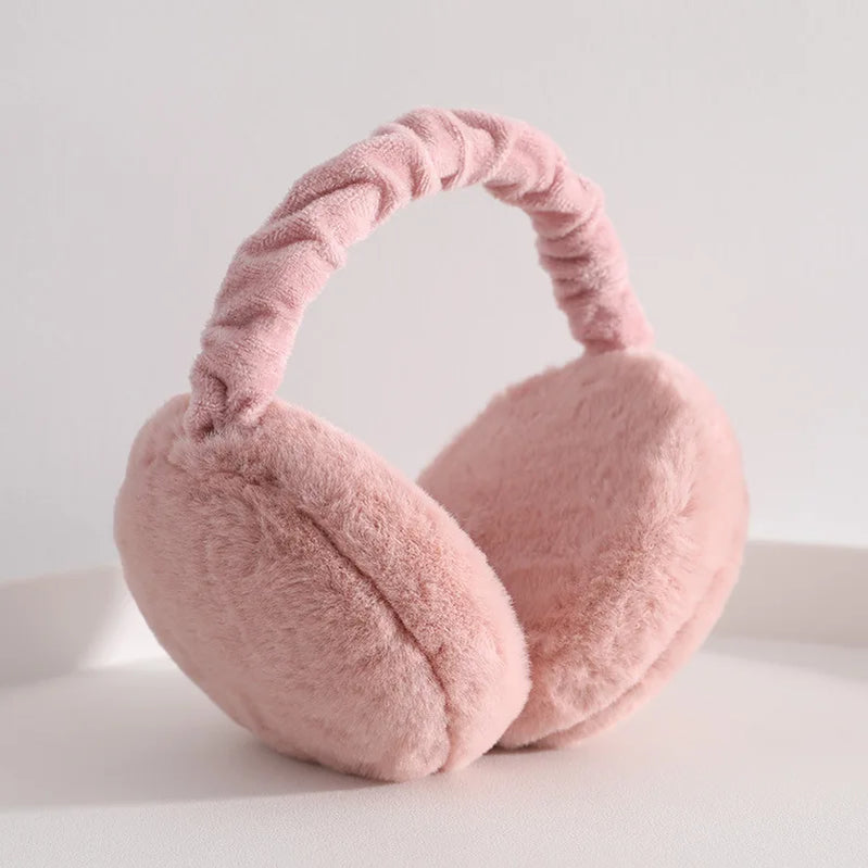 Plush Ear Muffs Warmer Foldable Ear Cover for Women Men Winter Warm Earflaps Outdoor Cold Protection Ear-Muffs Ear Cover Fashion C-Foldable Skin Pink