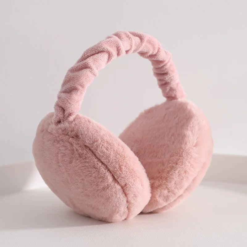 Plush Ear Muffs Warmer Foldable Ear Cover for Women Men Winter Warm Earflaps Outdoor Cold Protection Ear-Muffs Ear Cover Fashion C-Foldable Skin Pink