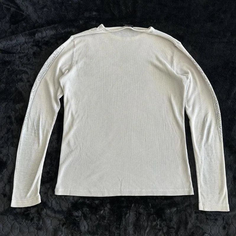 Women Y2k Cottage Long Sleeve Pullovers Shirts Vintage Gothic Skull Print Tees Top Aesthetic Grunge Fairy T Shirt Emo Clothes