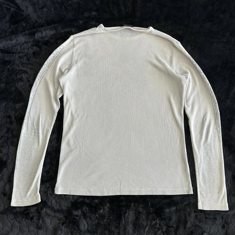 Women Y2k Cottage Long Sleeve Pullovers Shirts Vintage Gothic Skull Print Tees Top Aesthetic Grunge Fairy T Shirt Emo Clothes